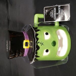 Cobwebs and Cauldrons NWT Lidded Frankenstein Face with Hat Mug